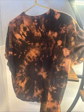 Men's Short Sleeve Tie-Dye Tee in Black & Orange WU-TANG